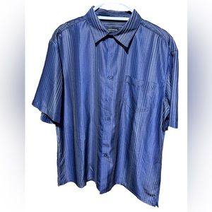 George Casual Button Down Shirt, Blue Stripe, Short Sleve